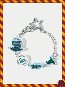 HARRY POTTER X SHEIN 1 pieza Brazalete de acrílico con colgante de sombrero de mago con estampado de serpiente de moda - Verde - Ver 1