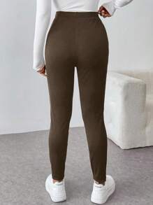 Selianne Pantalones casuales de mujer de unicolor y ajuste ceñido