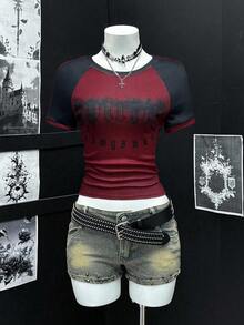 EgrlEra Subculture Retro Graphic Print Women Round Neck T-Shirt - Multicolor - View 1