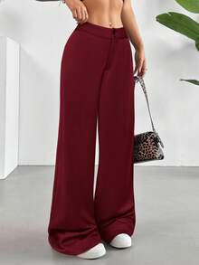 SHEIN Tall CURVE Plus Size Solid Color Loose Low Waist Casual Versatile Women Pants