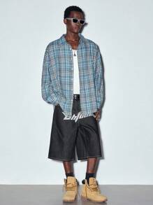 MODCRASH 男士柔软舒适休闲格子长袖衬衫，春秋季，纽扣衬衫，春夏街头风 - 彩色 - 查看 1