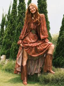 Styleloop Women's Western Boots, Boho Style, Retro American Style, Bohemian, Western Music Festival, Party, Christmas, Halloween Outfit