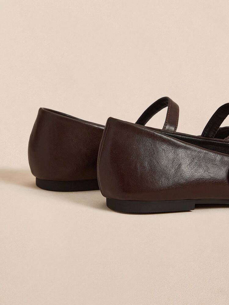 Rosivie Women's 2025 Summer New French Square Toe Versatile Black Hollow Woven Strap Low Vamp Elegant Breathable Comfortable Flat Shoes For Christmas - Brown - View 11