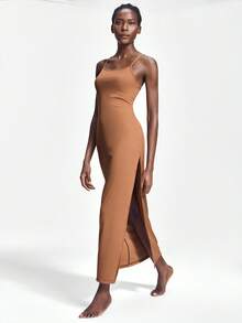 Shapelle Forme 舒适、柔软、亲肤、居家、修身、开衩、塑身女士吊带长裙睡袍