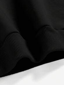 SHEIN Leap Crew Tween Girls' Casual Minimalist Personalized Cartoon Spider & Letter Print Loose Fit Purple Long Sleeve Sweatshirt, Suitable For Autumn/Winter Fall - Black - View 4