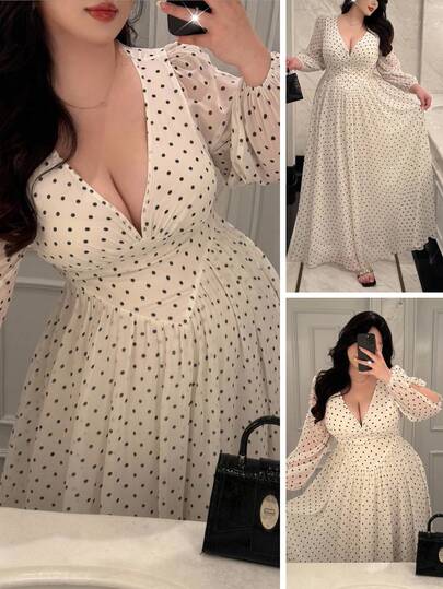 Vibekara Đầm maxi dài cổ chữ V, thắt nơ, chất liệu voan in hoa, thanh lịch, cổ điển, thường ngày cỡ lớn dành cho nữ