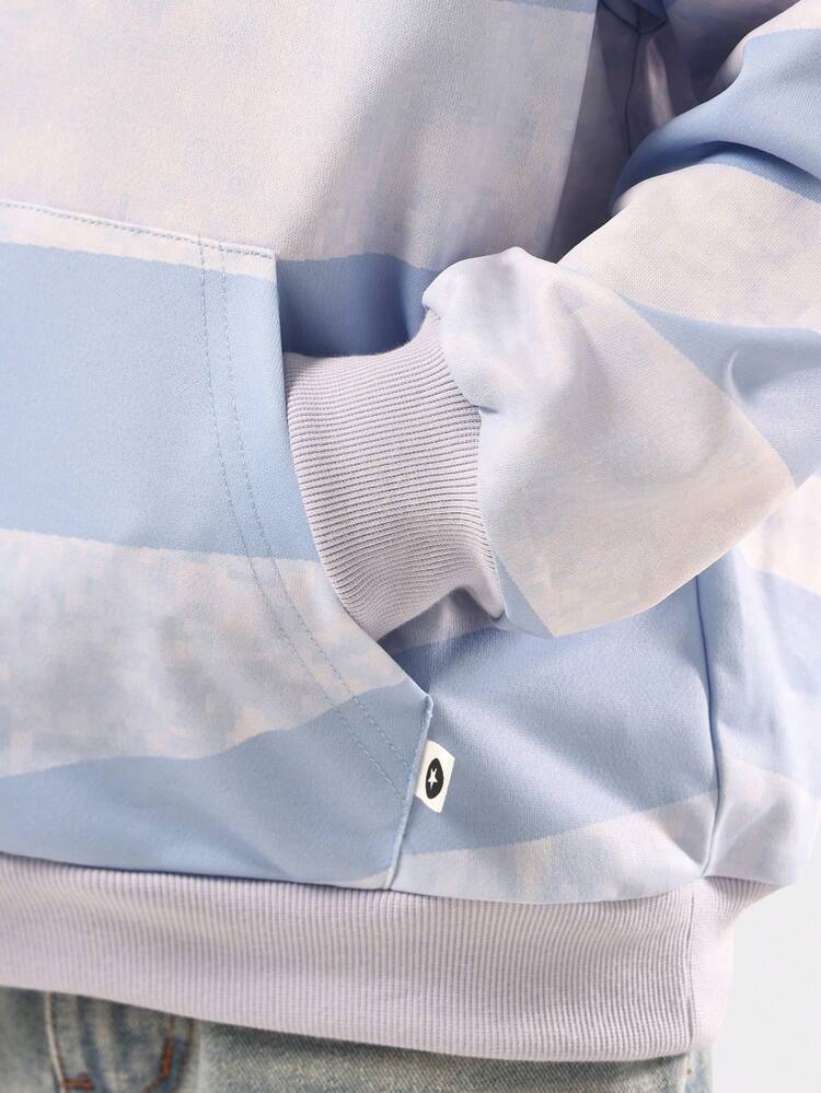 Flag Print Pullover Hoodie With Stars And Stripes Pattern