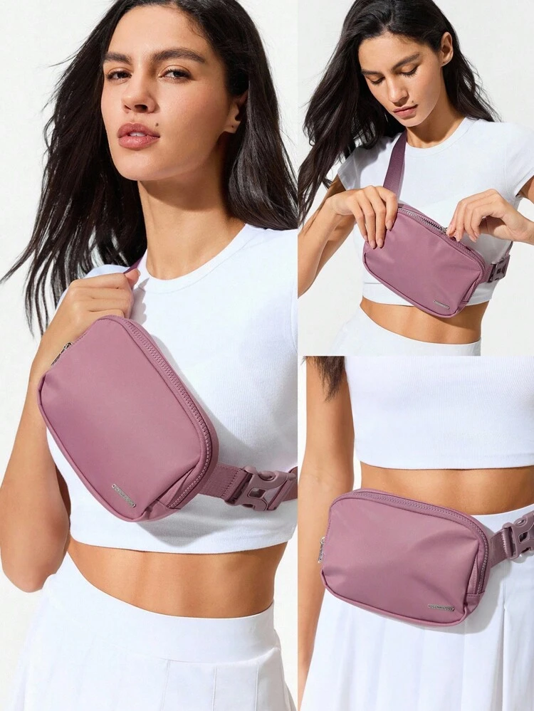 1L Zipper Everywhere Belt Bag Water Repellent Waist Crossbody Bags With Adjustable Strap Fall Winter