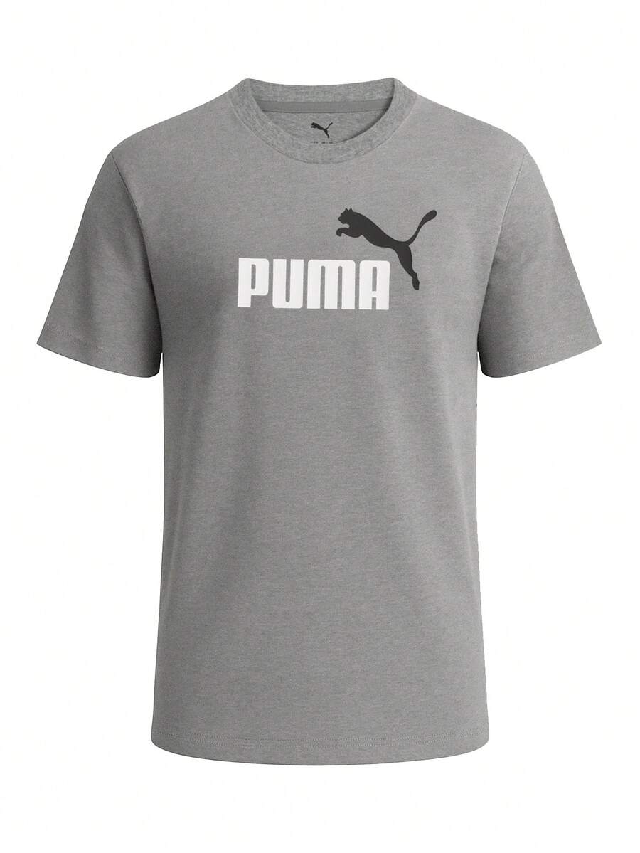 Puma Essentials 2 Colour No 1 Logo Tee Boys T-Shirt Grey - Grey - View 1