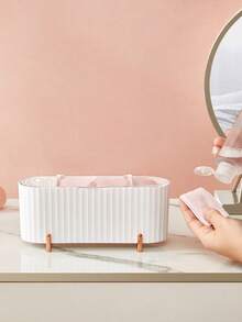 SHEIN 1 pieza Caja de almacenamiento de escritorio con múltiples compartimentos, regalo para el Día de San Valentín - Rosa Pálido - Ver 6