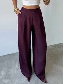 Firerie Pantalon ample plissé à jambes larges pour femmes