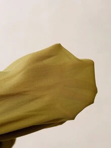 SHEIN LUNE 天丝纯色粉色条纹刺绣装饰纽扣长袖喇叭袖口直筒休闲户外通勤约会衬衫，女款，春夏秋 - 綠色 - 查看 10