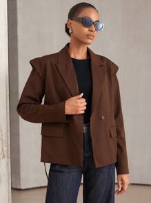 Aveloria Modichic Autumn/Winter New European And American Style High-End Shoulder Pad Tie Waist Loose Commuter Blazer For Women Fall Cloth For Women - Coffee Brown - View 5