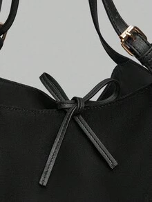 Ontre 女士休闲百搭通勤大容量单肩包 - 黑色 - 查看 6