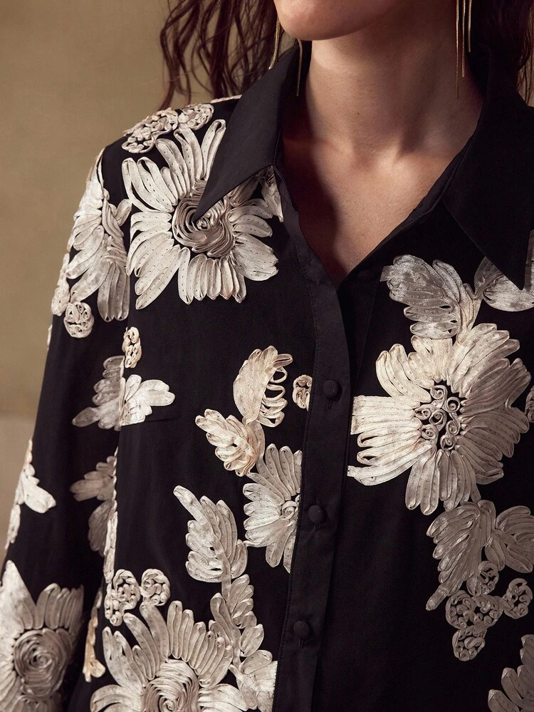 EMBROIDERED BUTTON UP SHIRT