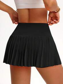 Easithlete Damen einfarbiger Minirock mit hoher Taille und plissiertem Saum, Sommer