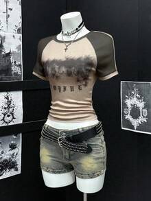 EgrlEra Camiseta de mujer de cuello redondo con estampado gráfico retro de subcultura - Multicolor - Ver 4