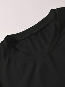 Manfinity Dauomo 男士樱桃印花圆领短袖休闲百搭T恤，夏季 - 黑色 - 查看 5