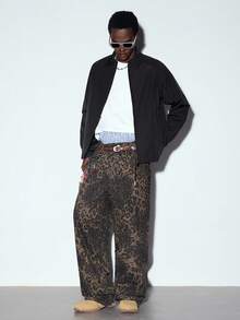 MODCRASH Men's Fashion Street Style Long Sleeve Turndown Collar Printed Casual Jacket Outerwear, Autumn Winter, Streetwear Jacket, Fall Spring To Summer - Black - View 4