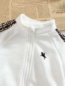 2pcs Baby Boy/Girl Casual Sports Outfit, Loose Fit Letter Graphic Print Decor Zip-Up Jacket And Pants Set, Suitable For Outings, School, Gatherings, Autumn/Winter Back To School Outfits, Fleece Thickened Baby Sportswear 2p Infant Set Baby Tracksuit Baby Casual Sets Fall