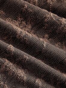 SHEIN MOD 女士咖啡棕色蕾丝提花喇叭袖短款针织连衣裙，新年女装 - 咖啡棕 - 查看 4