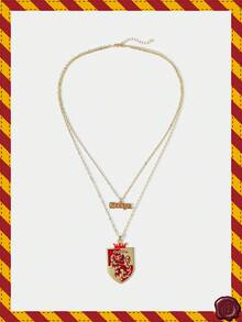 HARRY POTTER X SHEIN 1pc Fashionable Pendant Necklace, Unisex Versatile Street Style Layering Accessory - Red - View 1