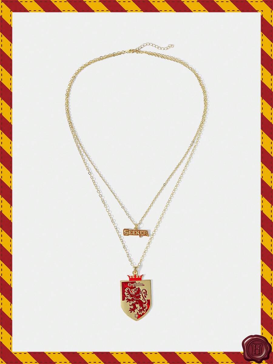 HARRY POTTER X SHEIN 1pc Fashionable Pendant Necklace, Unisex Versatile Street Style Layering Accessory - Red - View 1