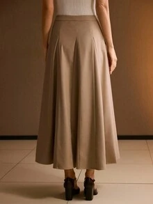 MOTF PREMIUM FALDA CON CREMALLERA LATERAL Y GODETS SÓLIDA - Camel - Ver 3