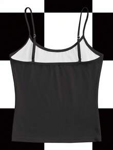 Maria Clara Maia 女式黑色修身廓形字母撞色 Y2K 性感吊带背心 Y2k 背心 女式图案 Y2k 图案背心 图案背心 女式 Y2k 服装 女式上衣 - 黑色 - 查看 2