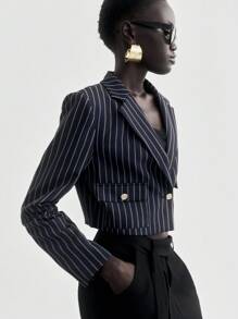 Lumivelle 万圣节女式商务休闲西装外套 - 藏蓝色 - 查看 10