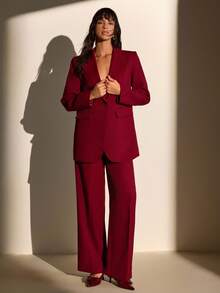 CLARA VERO Conjunto de blazer y pantalón de pierna ancha de unicolor