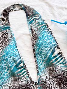 Soleia 女士度假豹纹和斑马纹针织牛奶丝弹力面料深 V 吊带露背性感紧身衣，时尚修身连体衣，适合派对、约会、下午茶、波西米亚风度假、海滩、夏季 - 彩色 - 查看 5