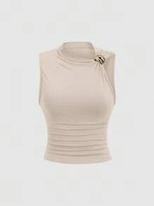 Sweetra Women's Ruched Fitted Summer Top - Multicolor - View 4