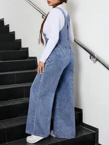 SHEIN Modische Lässig Y2K Vintage Coole Straßen-Rückkehr zur Schule College Taschen Design Blaue Jeans Latzhosen für Teenager Mädchen Kleidung, Teenager Mädchen weiche Alltagskleidung und Teenager Mädchen Winter und Herbst Rave Outfits Festival und Streetwear Schulkleidung Teenager Latzhosen mit weitem Bein