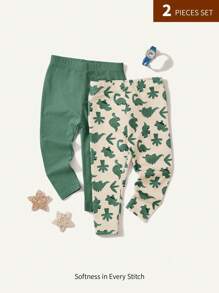 Cozy Pixies 2 件装男婴恐龙印花紧身裤套装