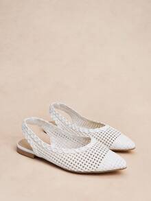 Rosivie 女士尖头镂空设计休闲平底鞋 - 白色 - 查看 9