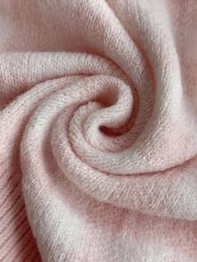 SHEIN Playful Pals Young Girl Autumn/Winter Casual Commuting School Style Rabbit Embroidery Gingham Pattern V-Neck Sweater And Pleated Skirt Set Fall - Pink - View 7