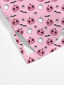 PopScrub Áo đồng phục in hình bí ngô và ma Halloween - Nhiều màu - Xem 4