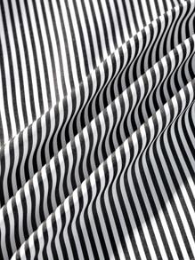 Franclia 女士休闲商务条纹青果领衬衫 - 黑與白 - 查看 5