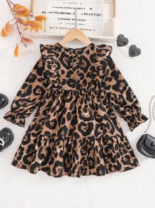 Emery Rose Kids Emery Rose Kids 年轻女孩夏季/秋季全身印花荷叶边荷叶边袖连衣裙，非常适合夏季和秋季休闲日常穿着和学校日常穿着，妈妈和女儿和姐妹搭配 - 黑色 - 查看 6