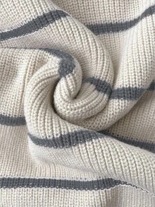 Elamini Women's Casual Everyday Colorblock Striped Textured Turtleneck Sweater, Autumn/Winter - Multicolor - View 5