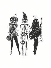 INAWLY Plus Size Casual Loose Halloween Graphic Print Short Sleeve T-Shirt - White - View 3