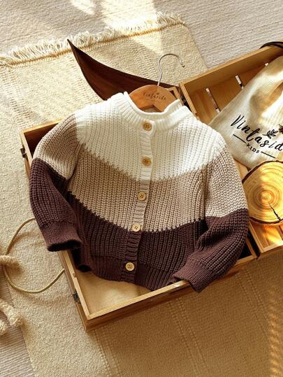 Vintaside Kids Baby Boy Casual Colorblock Striped Cardigan, Autumn/Winter Fall