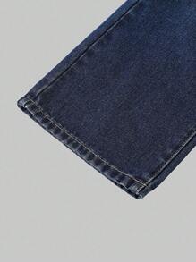 SHEIN Tween Boy 复古基本款休闲宽松直筒牛仔裤