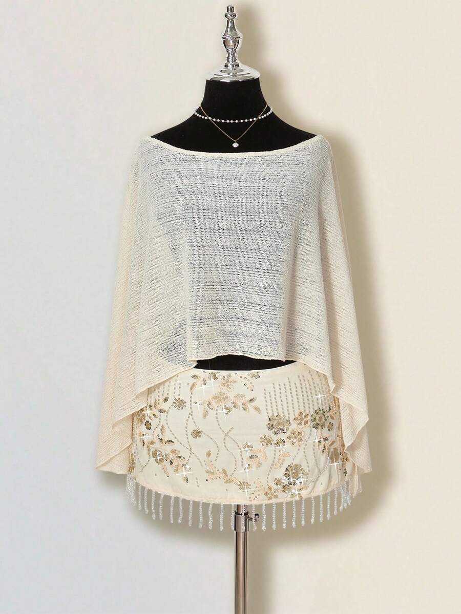 SHEIN ICON 女式串珠流苏下摆迷你裙，低腰紧身裙，内置短裤，性感别致的 B 秋季女装