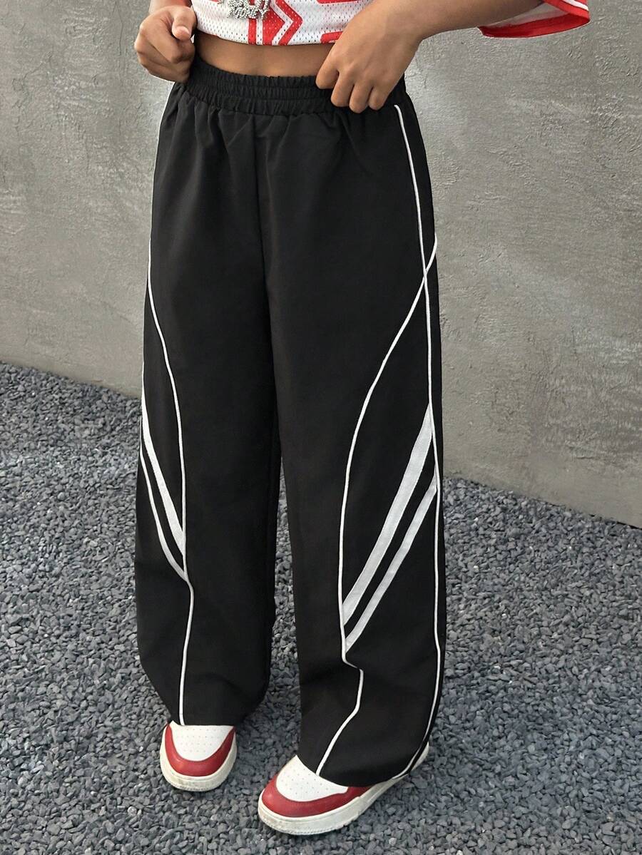 Coolane Kids Tween-Mädchen Herbst/Winter Athleisure Schwarze Sportswear Weite Beinhose - Schwarz - Übersicht 1