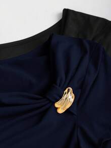 Sweetra Women's Y2K Sexy Snap Button Asymmetrical Hem Short Sleeve T-Shirt - Multicolor - View 3