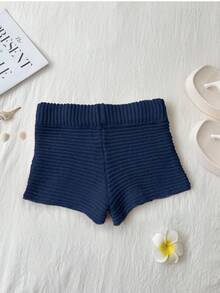 Elamini Starfish Textured Knit Pink Shorts - Royal Blue - View 4