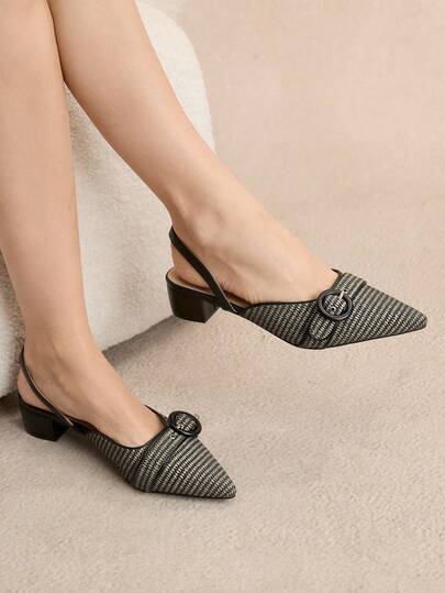 Rosivie Women's Fashionable Charming High Heel Pumps, Coffee Brown Color, Embossed Distressed Material, Pointed Toe, Suitable For Commuting, Comfortable, Indoor, Office, Street, Party, Travel, Vacation, Spring/Summer, Suitable For Dresses, Jeans, Shorts