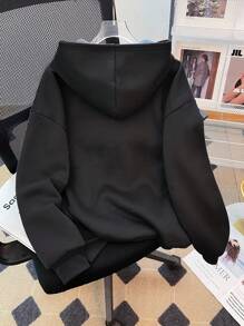 Street Hand Gesture Print, Bm, Retro Sweet American, Campus Vibe, Internet Hottie, Citywalk, Street Atmosphere, Casual Campus Sports Style, Teen Girls Loose Fit Thick Hoodie Sweatshirt, Suitable For Autumn/Winter Fall